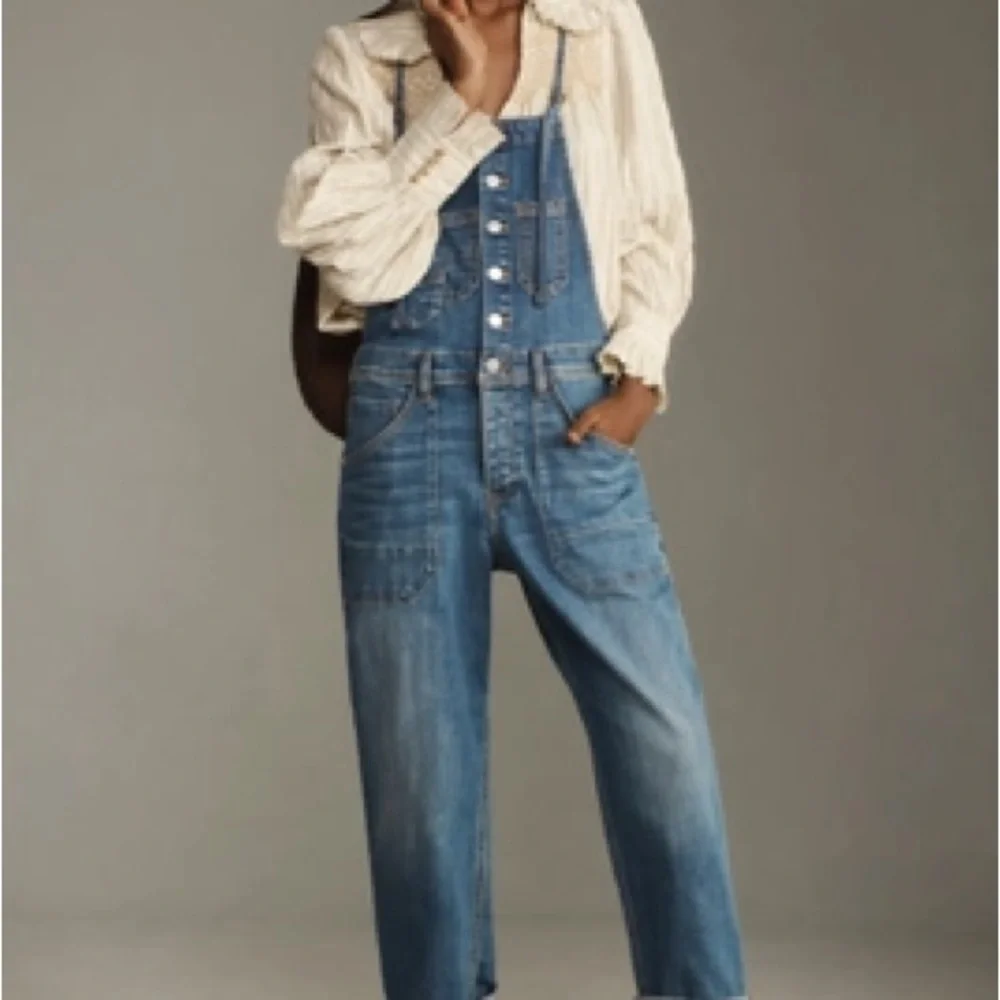 Pilcro Anthropologie painter Blue Denim Overalls size 26 - Picture 1 of 10